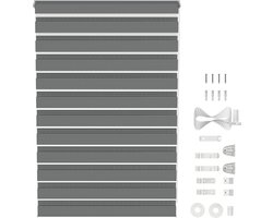 Klemmfix Duo Rolgordijn Dubbel Rolgordijn 80x150cm Zonder Boren Lichtdoorlatend En Verduisterend Zebrarol Voor Raam En Balkon Grijs NAIZY