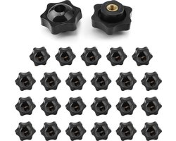 Klemmoer M6 knop in de vorm van een zwarte ster - set van 25 stuks, eenvoudig te vervangen voor meubels en elektronische apparatuur