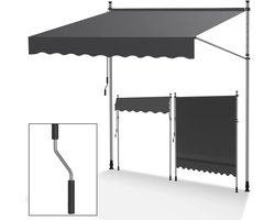 Klemzonwering Balkon - Terras Overkapping - Zon Wering - Zonder Boren - 200 cm Breed - Grijs