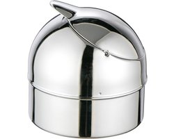 Klep asbak - zilver - metaal - 9 cm - terrasasbak - stormasbak