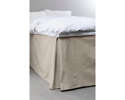 Kleur Bedrok - Bedrok gemaakt van 100% hoogwaardig biologisch katoen, met een hoogte van 60 cm - Grijsbeige, 180 x 200 cm.