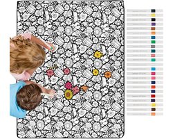 Kleurdeken Volwassenen - Plaid Deken - Creatief Schilderen - Inclusief 24 stiften - 150x115cm - Hoogland koe