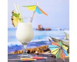 Kleurige Cocktailaccessoires voor Dranken, 90 Stuks Papieren Drinkparasols, Cocktailprikkers voor Feestjes, Zomer en Strandactiviteiten