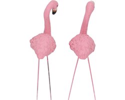 Kleurige Flamingo Tuinbeelden Set van 4, Gedetailleerde Decoratie voor Buiten, Tuinornamenten en Sculpturen voor de Achtertuin