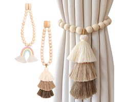 Kleurige Gordijnhouders Set van 2, Houten Gordijnclips voor Woonkamer, Slaapkamer en Kinderkamer, Decoratieve Raamaccessoires voor Elk Interieur