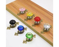 Kleurige Kristallen Handgrepen voor Laden en Kasten - 4 Stuks Glazen Deurgrepen met Diamantvormige Knoppen voor Meubelaccessoires