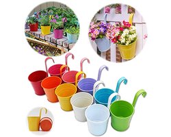 Kleurige metalen bloempotten zonder gat - Set van 10 voor binnen en buiten