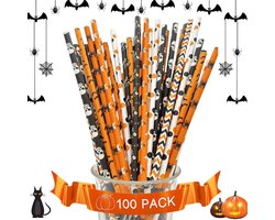 Kleurige Papieren Rietjes, 100 Stuks, Voedselveilig, Perfect voor Halloween Feesten, Buiten, Barbecues en Picknicks