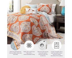 Kleurige quilt set - 5-delige set - microvezel - boho stijl