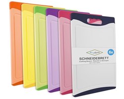 Kleurige Snijplank Set, 6-delig, Antibacterieel, Vaatwasmachinebestendig, Met Sapgoot en Handvat