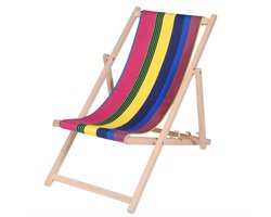Kleurmeester.nl | Kinder Strandstoel Jour de Fete - Opklapbaar - Beukenhout - Canvas katoen stof | Multicolor Gestreept