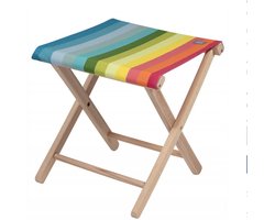 Kleurmeester.nl - Opvouwbaar krukje Jour de Fete - Opklapbaar - Beukenhout - Outdoor stof | Multicolor Gestreept
