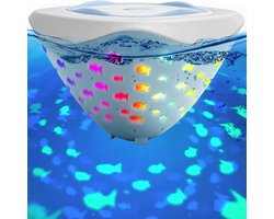 Kleurrijk badlicht voor kinderen, Waterdichte LED-projectielamp met vissenpatroon, Sfeerverlichting voor zwembadfeestjes , Werkt op batterijen, Badspeelgoed voor in bad