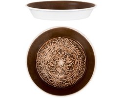 Kleurrijk decoratief dienblad - veelzijdig en stijlvol - 1 stuk - oranje - metaal - 18 cm