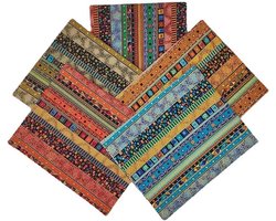 Kleurrijke Afrikaanse katoen stof met patchwork patroon - 5 vellen voor naaien, quilten en ambachten
