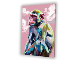 Kleurrijke apen portret - Aap muurdecoratie - Canvas schilderij dieren - Pop Art - Schilderijen op canvas industrieel - Kunstwerken schilderij - canvas 75x100 cm