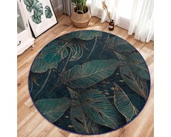 Kleurrijke bladeren gebied ronde tapijt | Donkergroen bloemen minimalistisch design tapijt | Antislip tapijt | Boho tapijt decoratie | Woonkamer tapijt Modern tapijt | Luxe tapijt