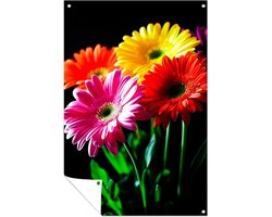 Kleurrijke bloemen met groene accenten - Bloemen poster - Tuinversiering natuur - Realisme kunststroming - Tuinaccessoires - Duurzame tuinposter - Tuinposter 100x150 cm