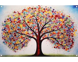 kleurrijke Boom tuinposter - Boom posters - Tuinposter Natuur - Tuinschilderij voor buiten - Tuin accessoires - Tuindecoratie muurdecoratie tuinposter 75x50 cm