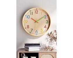 Kleurrijke, Eenvoudige Wandklok - Werkt Op Batterijen Voor Eenvoudig Aflezen In Slaapkamers, Studeerkamers, Scholen, Woonkamers, Keukens En Kantoren