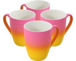 Kleurrijke Geel/Roze mokken! - 4 stuks van 300ml - Perfect voor koffie, thee of andere warme dranken - Gezellig design - Koffiemok met gradiënt ontwerp