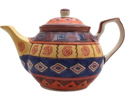 Kleurrijke handgeschilderde theepot van keramiek - Uniek en stijlvol
