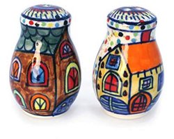 Kleurrijke handgeschilderde zout- en peperstrooiers van keramiek