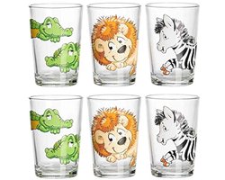 Kleurrijke Kinderglazen Set van 3 Diermotieven, Vaatwasmachinebestendig