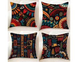 Kleurrijke kussenhoezen - Decoratieve kussens - Woonkamer decoratie - Set van 4 stuks - 60x60 cm - Abstract patroon