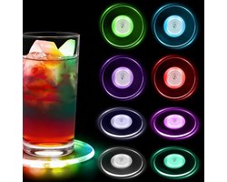 Kleurrijke LED Onderzetters: 8 Stuks Verlichte Coasters met 3 Verlichtingsmodi en 7 Kleuren voor Drankjes en Feestjes