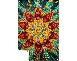 Kleurrijke mandala met patronen - Mandala posters - Poster van buiten patronen - Psychedelisch - Tuinaccessoires - Poster tuin - tuinposter 40x60 cm