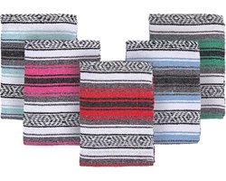 Kleurrijke Mexicaanse Yoga Deken - Falsa Serape - Camping, Picknick, Strand, Beddengoed - Zachte Woondecoratie (5-pack)