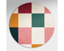 Kleurrijke Patchwork Muurcirkel - Luxe Muurcirkel 40x40 cm op Forex - Sfeervolle Wanddecoratie voor Woonkamer & Slaapkamer