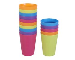 Kleurrijke Plastic Drinkbekers 15‑dlg Set – Herbruikbare Cup – Feest & Thuis Drankservies – Party Supplies – Voor Gezinnen & Gasten – Mix Kleuren – 250 ml – 15 Stuks