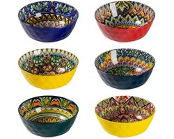 Kleurrijke Soepkommen – Voor Muesli, Salade en Ontbijt – Set van 6 – 360 ml – Multicolor – Keramiek