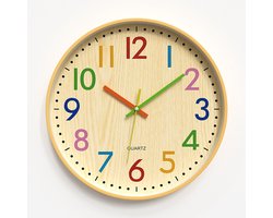 Kleurrijke, Stille Kinderwandklok, Werkt Op Batterijen, Vrolijke Decoratieve Klok, Geschikt Voor Kinderkamers/Slaapkamers.