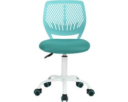 Kleurrijke stoel, moderne en verstelbare computerstoel, draaistoel zonder armleuning, studeerkamer voor kinderen, bureaustoel voor thuis, werkstoel, turquoise