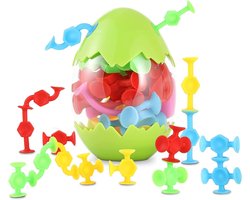 Kleurrijke Zuignap Speelgoedset – 16-delige Zachte Siliconen Bouwblokken in Eierschaal – Educatief Sensorisch Fidget Pop Speelgoed voor Kinderen – Ideaal voor Reizen & Cadeaus – Fantasierijk Spel - Trendy - Vakantie