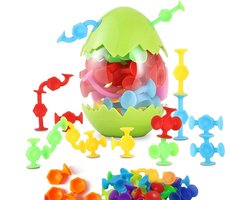Kleurrijke Zuignap Speelgoedset – 48-delige Zachte Siliconen Bouwblokken in Eierschaal – Educatief Sensorisch Fidget Pop Speelgoed voor Kinderen – Ideaal voor Reizen & Cadeaus – Fantasierijk Spel - Duurzaam TPR Materiaal