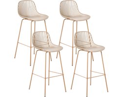 KLEVE - Set van 4 barstoelen - Beige - Synthetisch materiaal