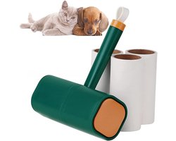 Kleverige pluisroller herbruikbaar met 3 vullingen - dierenharen, pluis & stof verwijderaar voor kleding, meubels, tapijt & auto - groen