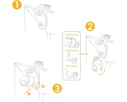 Klikhouders zonder boren voor gordijnroedes - Afneembare klemhaken in wit voor lichte gordijnen