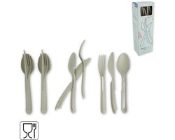 Klikk 2.0 Bestekset - 4 Persoons - 50% Recycled - Duurzaam - 22cm - Kunststof - 12 Delig Voor 4 Personen - 4 Lepels - 4 Vorken - 4 Messen - picnic - Kamperen - Camping - Hiken - Trektoch - Survival