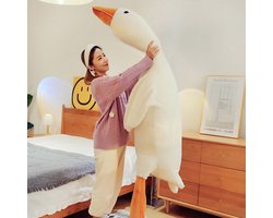 Klikkopers® - Gans Knuffel Groot - Goose 190 cm - Wit - Knuffel Xxl - Eend Knuffel - Kawaii Kussen - Kawaii Knuffel - Body Pillow - Lichaamskussen - Zwangerschapskussen