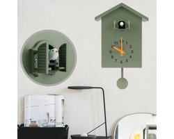 Klikkopers® - Minimalistische Koekoeksklok - Modern - Koekoek - Cuckoo Clock - Groen