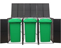 Kliko ombouw - UV-bestendig - Container - Berging - 3 Afvalbakken - Kunststof - Weerbestendig - Zwart