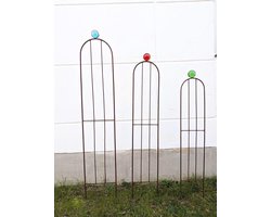 Klimhulp Metaal - Rozenboog Steun - Planten Ondersteunen - Met Glazen Bol - Tot 160cm Hoog - Roestkleur