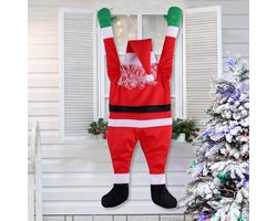 Klimmende Kerstman Wanddecoratie - Grote Hangende Kerstpop voor Binnen & Buiten
