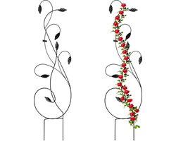 klimplantenrek metaal - set van 2 - 144 x 39 cm - zwart