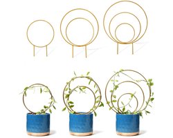 Klimrek planten set van 3 - klimplantenrek - Rond Hoya-rankrek - Plantenstok - vrijstaand - Plantensteunen voor Klimplanten - tuinlatwerk - Plantenstandaards - Plantenrek Buiten - voor klimop - voor klimplanten binnenshuis - Goud